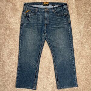 Ariat Jeans Mens 42X27 Blue Rebar M5 Straight Leg Relaxed Fit Denim Western Farm